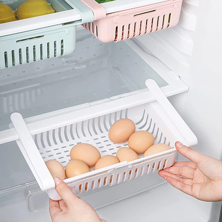 2025 Retractable Drawer Type Refrigerator Storage Box Food Fresh-keeping Classified Fridge Plastic Organizer Container