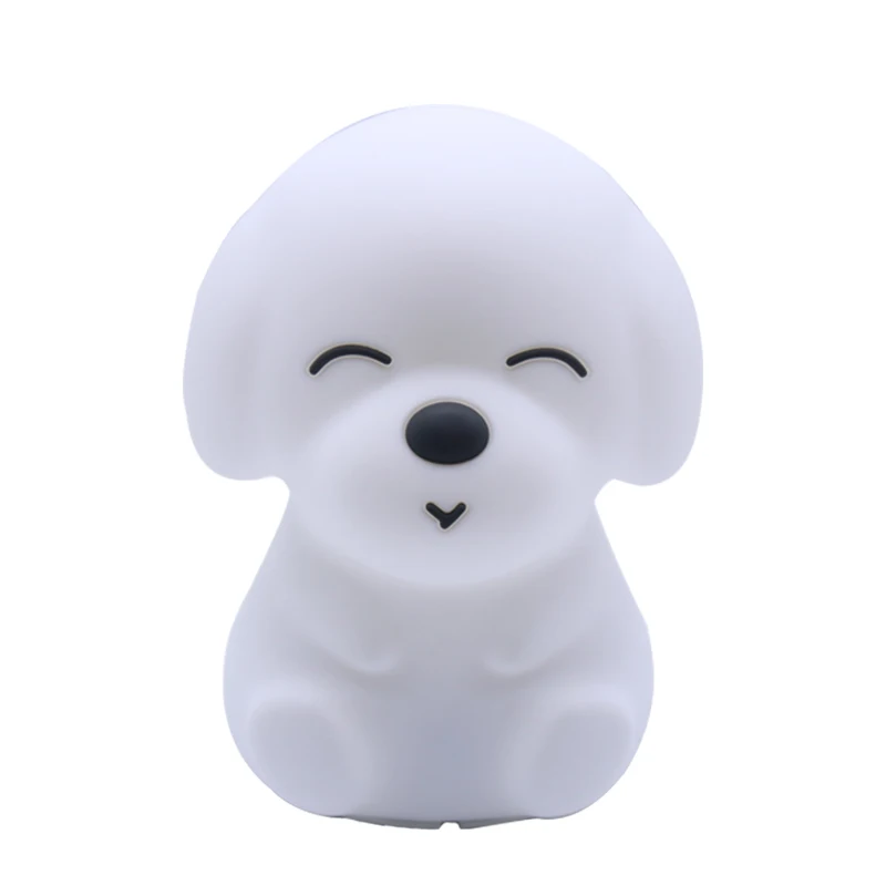 LED Soft Silicone Night Light Coloful Dog Portable Decor Nightlight for Kids Bedroom Nursery Battery Operated