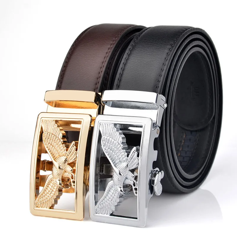 Factory Automatic Buckle Fashion Luxury Famous Brand Eagle Designer Men Genuine Leather Belts