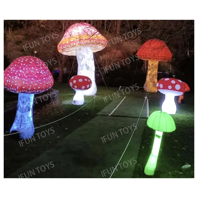 Alice In Wonderland Theme Party Inflatable Character Large Cheshire Cat Led Mushroom and Inflatable Flower