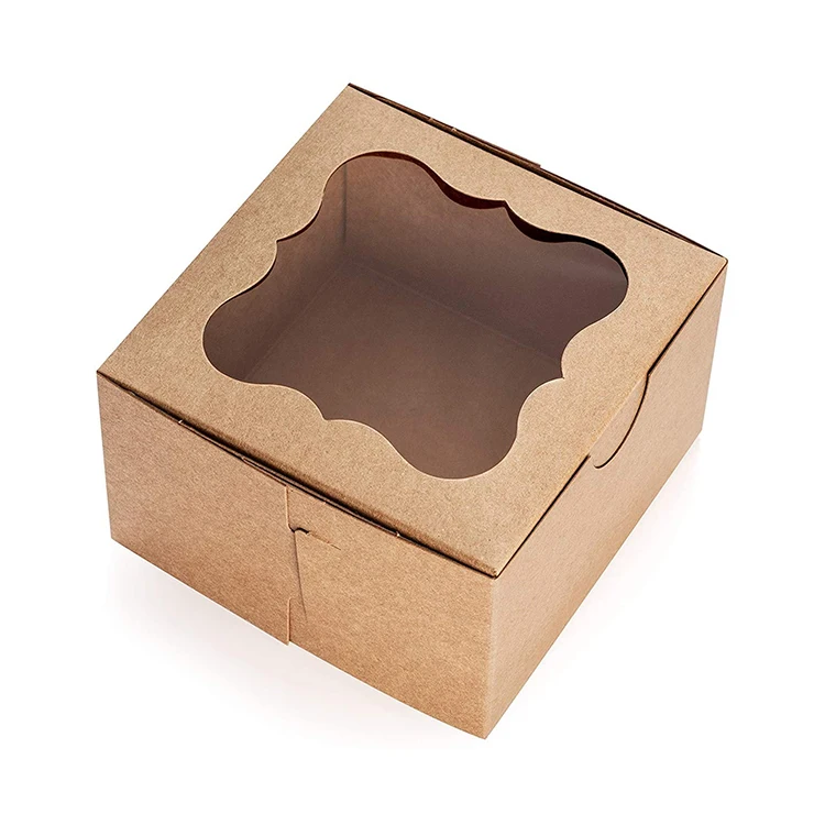 Partycool бумажные рождественские подарочные коробки для кексов на заказ, коричневые пекарские пончики, десертные бумажные подарочные коробки с окошком