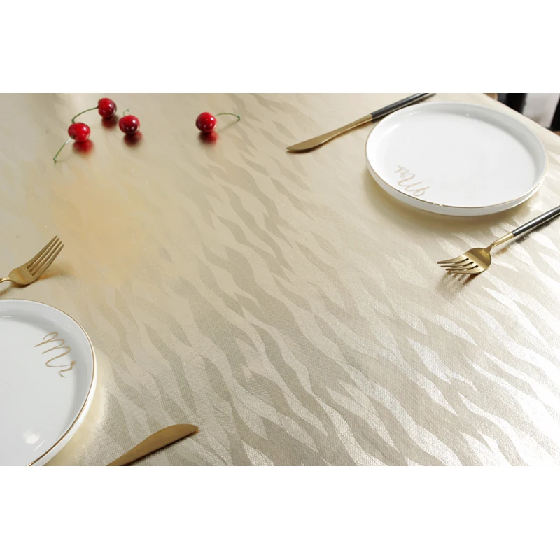 Outdoor/indoor Customized Dining Fashion Table Cover Gold Silver Pvc Metallic Embossed Tablecloth