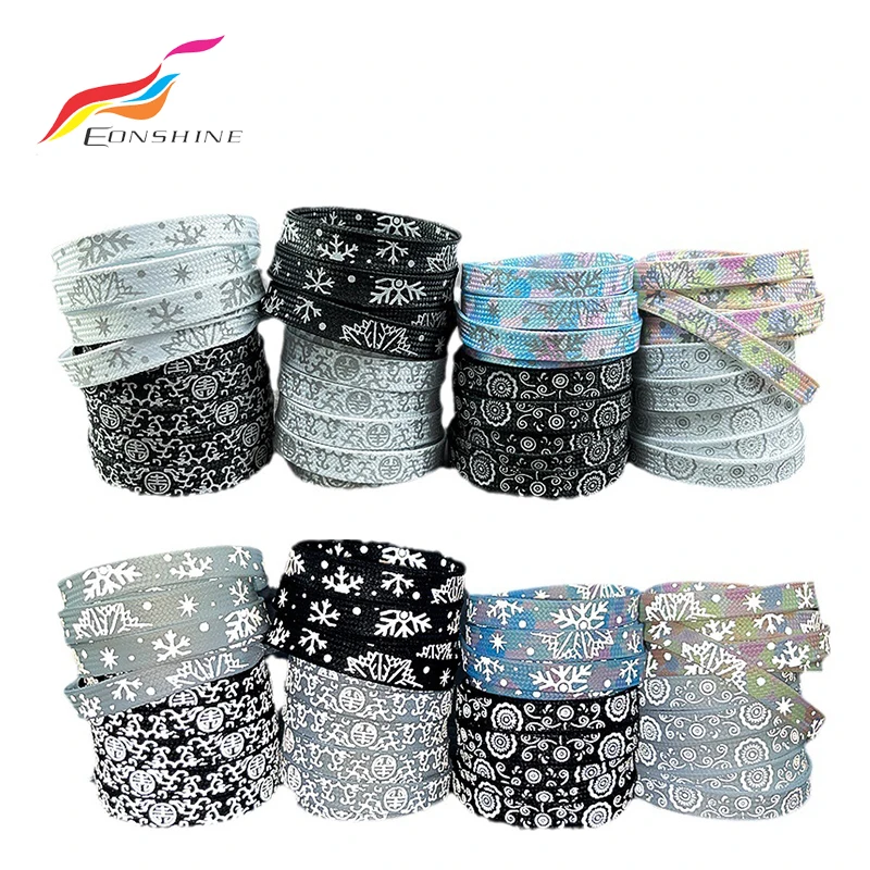 Custom Personalized Flat Reflective Print Brand Logo Shoelaces Sneaker Shoe Laces