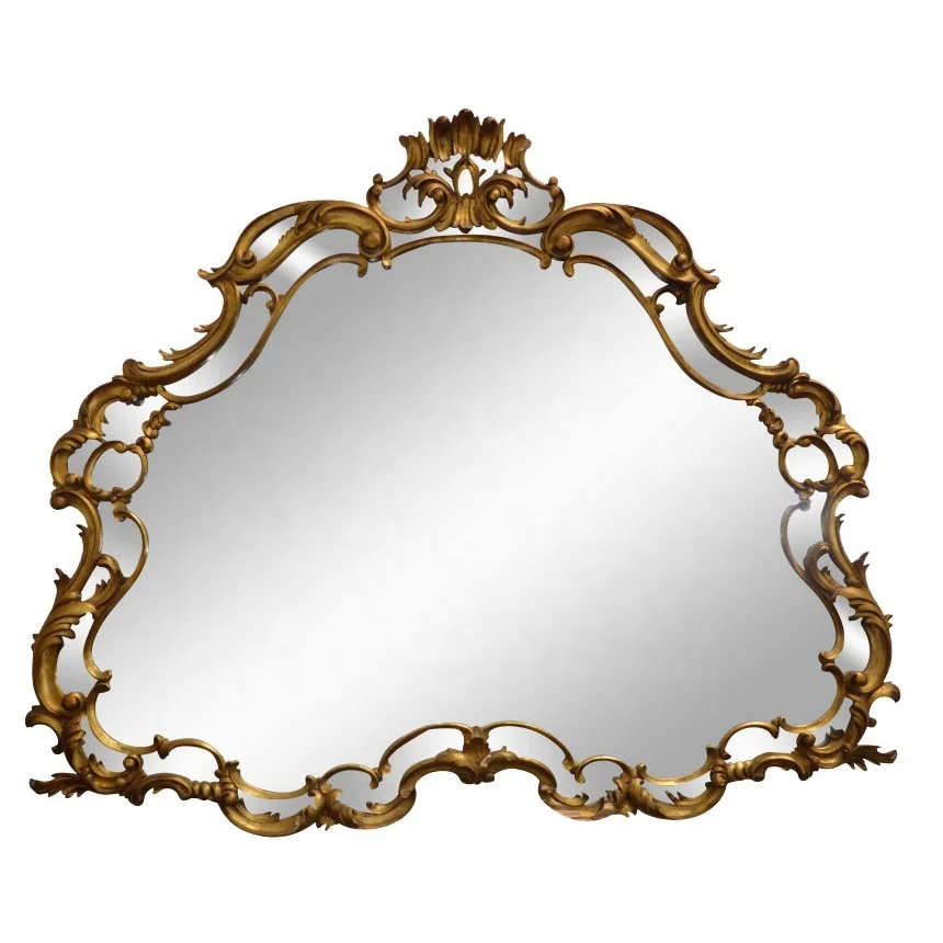 Antique Design Customized Shape and Size Gold Plated Wall Mirror Wall Mounted Mirror For Home Decoration