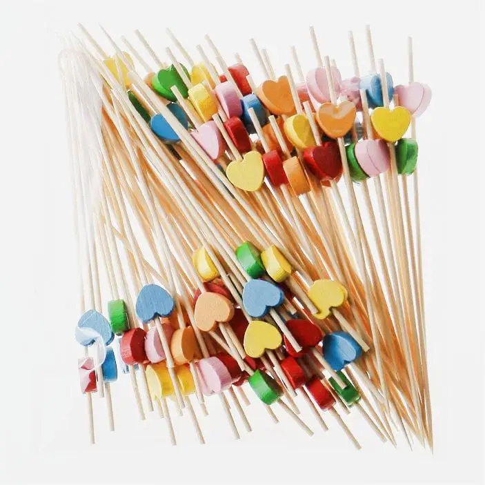 Disposable Hamburger Pick Design Burger Logo Bamboo Stick Food Label Fruit Picks Skewer For Decoration