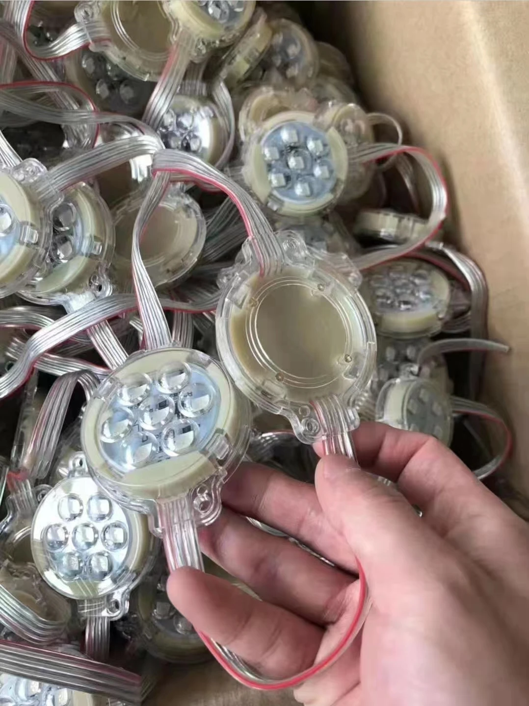 Waterproof Addressable advertising sign light outdoor 50mm 7led RGB  pixel 24V led point Light