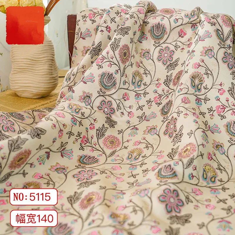 New Arrival 2024 Textile Fabric Quality 3D Jacquard Elegant Flowers 100% Polyester Brocade Fabric for Dress