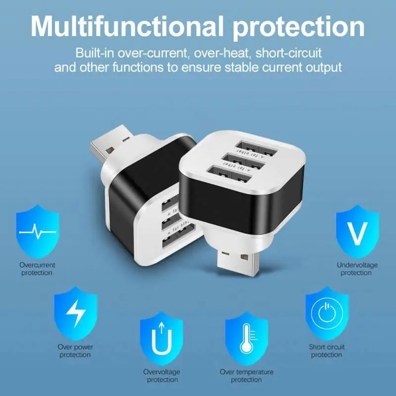 Концентратор USB 2 0 для быстрой зарядки 3 порта мобильных телефонов планшетов клавиатуры мышей зарядных устройств настенный адаптер USB-разветвитель со светодиодным