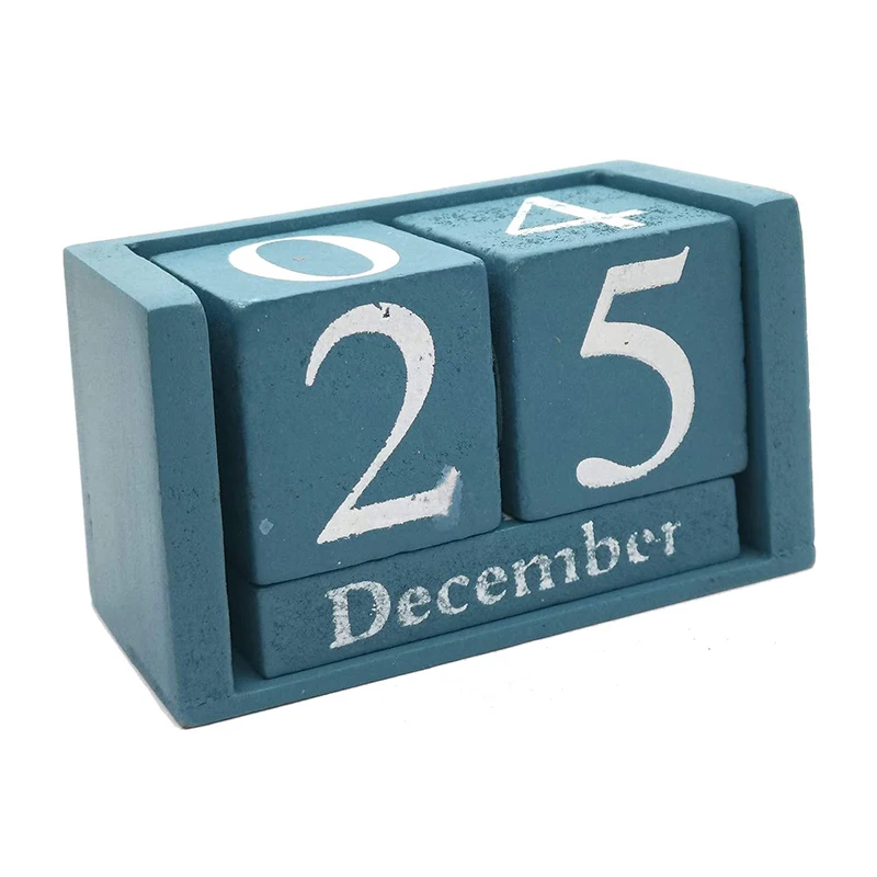 
Wooden desktop block calendar permanent block month date display home office decorations wooden calendar 