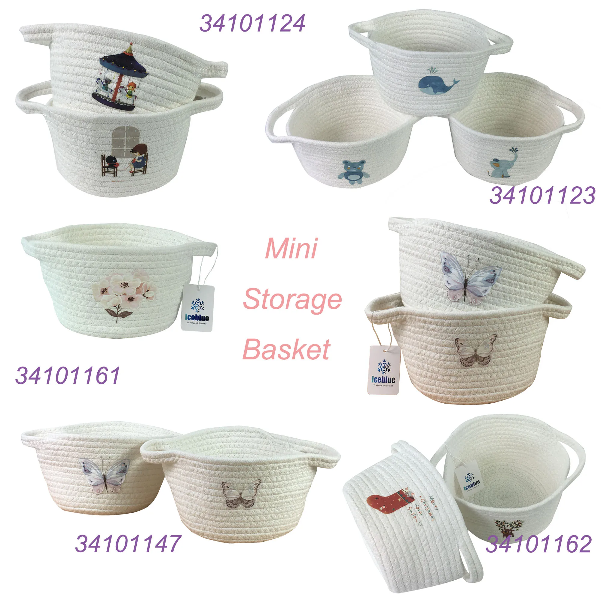 ICEBLUE HD Handcraft Cotton Woven Rope Front Door Key Basket ServingTray