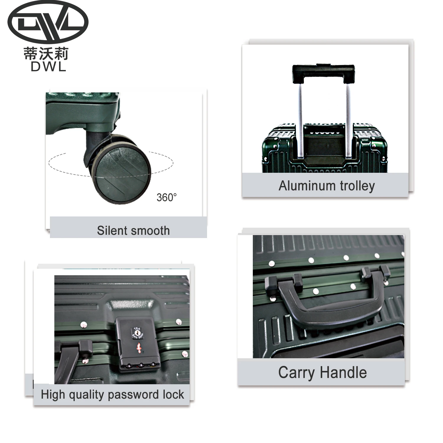 OEM ODM Aluminum Frame Accept custom  Luggage Fashion Design double wheels Hot Rolling Luggage Set ABS+PC material Weightless