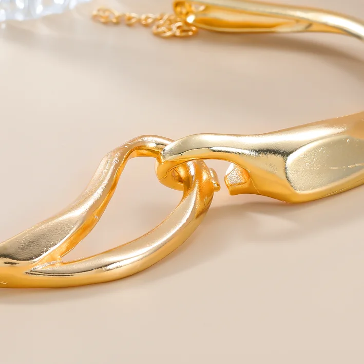 Za New design Gold Silver Color Choker Necklace bracelet set for Women Gift Wholesale