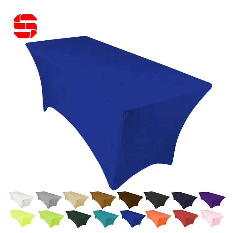 4ft 6ft 8ft 10ft Stretchy Table Cloth Trade Show Custom Throw Table Cover Sublimation Logo Printed Advertise Fitted Table Cloth