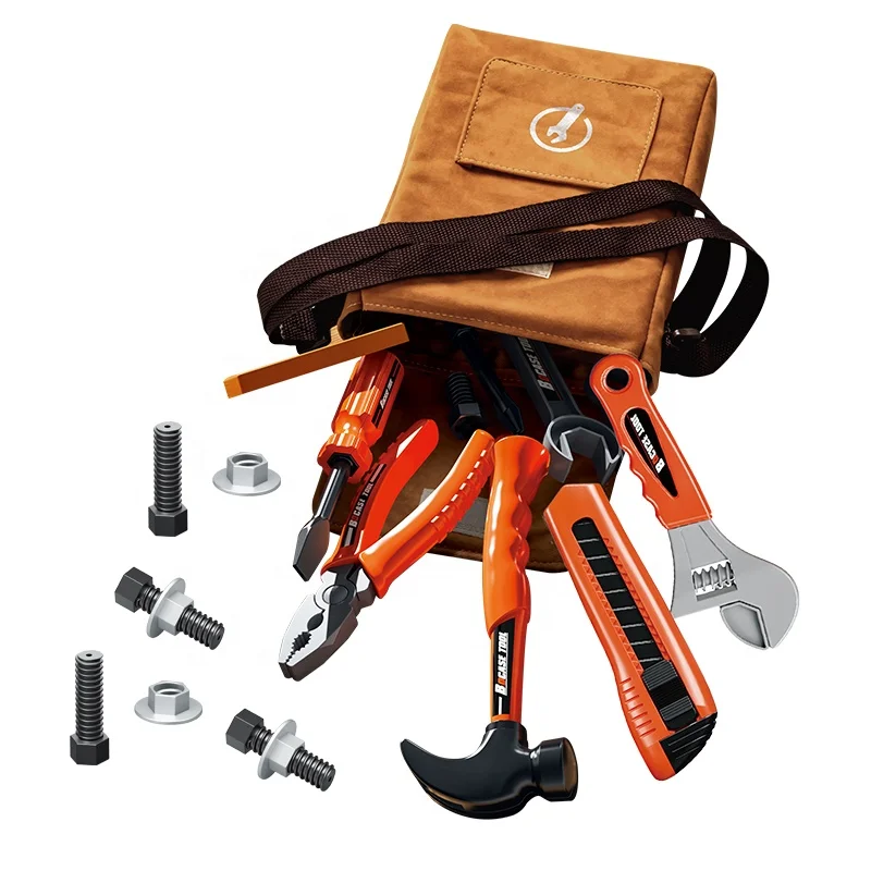 Plastic Tool Toys Toolkidz Simulation Tool Set with Crossbody Bag with 24PCS Accessories Pretend Play Toys Tool for Boys