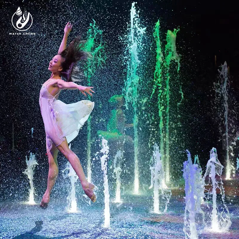 Water Crown Manufacturer sells customizable DMX urban music dry land fountain