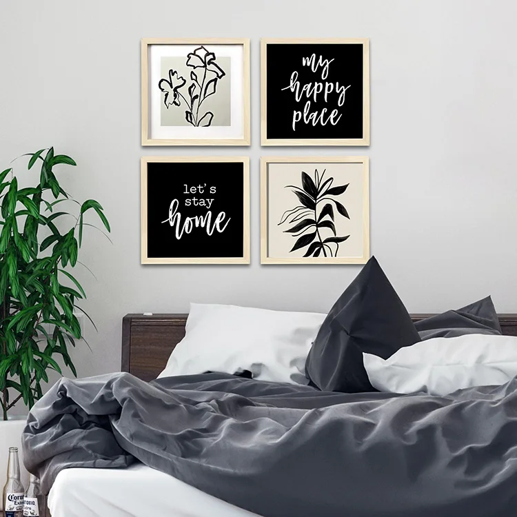 EAGLEGIFTS Fashion Posters and Prints 10x10 Inch Modern Black White Letter Plant Printed Wall Art