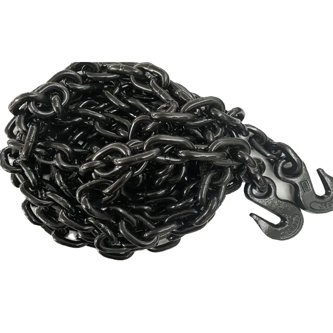 Factory Sale G80 Black Binder Chain Double Eye Grab Hooks 8mm Steel Zinc Galvanized Finish 6mm Iron Alloy Steel Chain Wheel