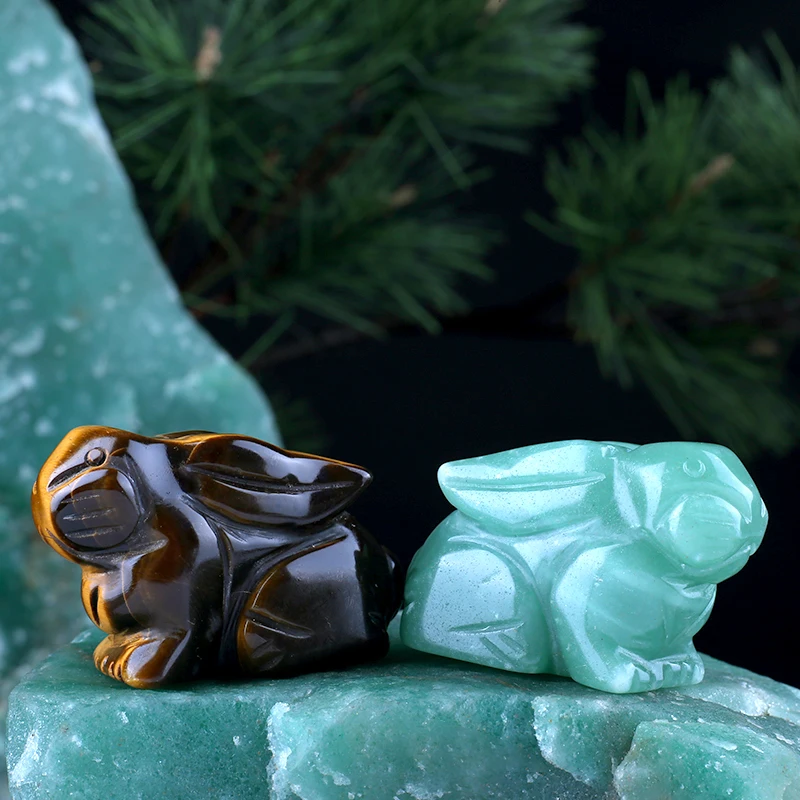 1.5 inch handmade stone carving rabbit factory wholesale customizable jade rabbit decoration