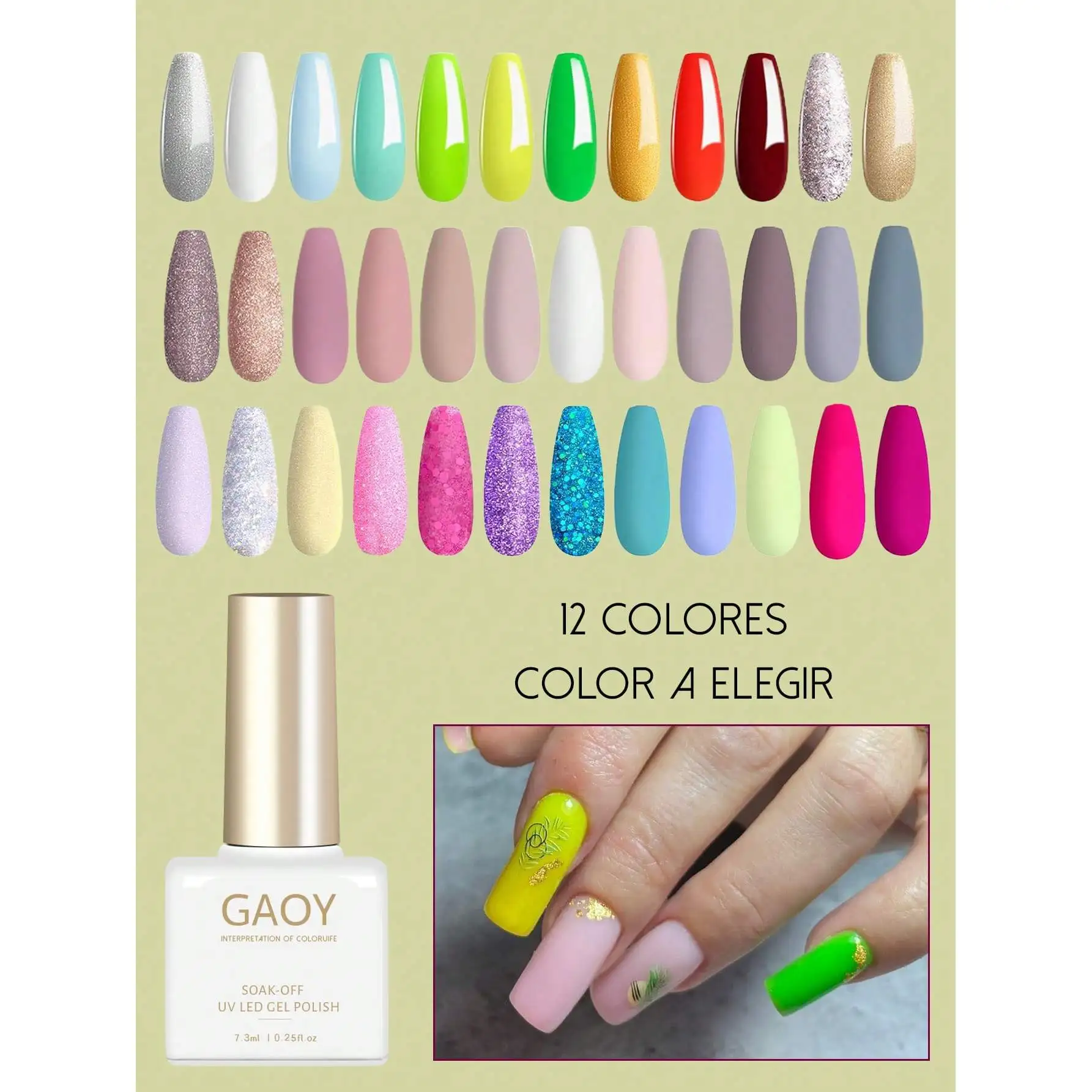 GAOY 12 Colors Semi Permanent Gel Nail Polish+1*No-Rub Primer+1*High Clear Glass Sealer – 2024 Latest Colors for Manicure and Pe