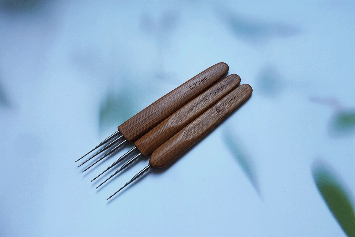 10-PCS Bamboo Crochet Needle Hooks.100% Natural Bamboo Handle Tool Making Dreadlock Braiding Hair.