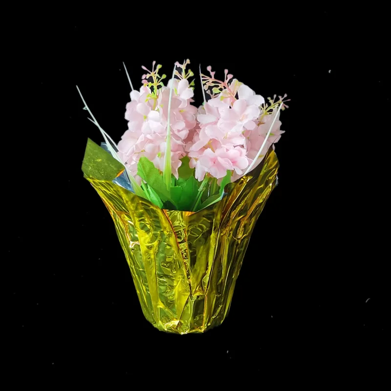 Hot Selling Cheap Custom Wholesale New Style Design Color Plant Pot Cover Plating Aluminium Film Plastic Flowers Pot Cover