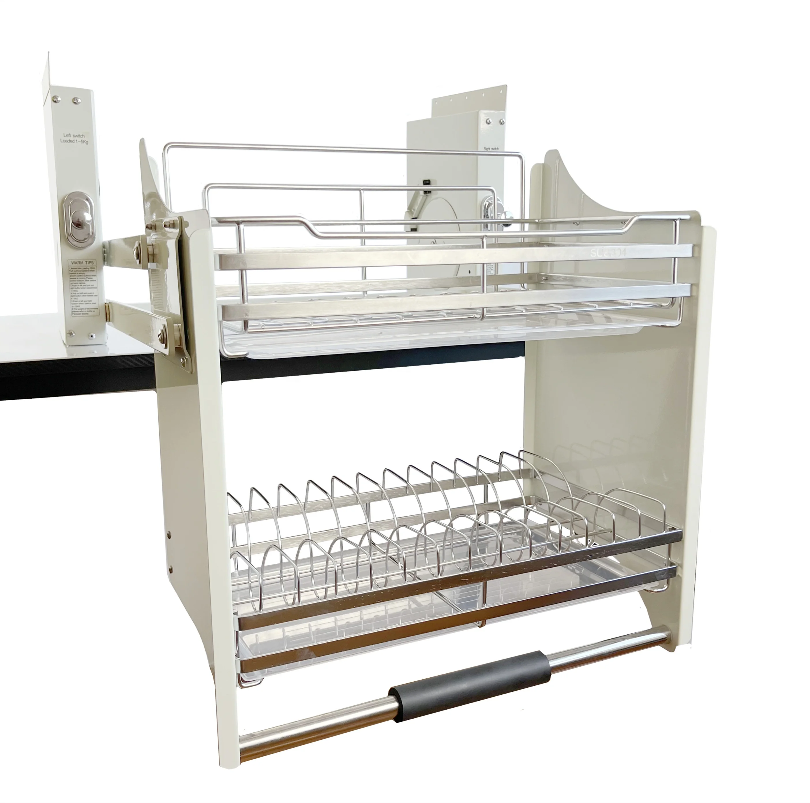 Lift up system ss kitchen basket recessed slim shelf