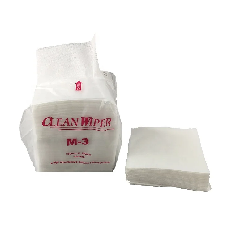 M-3 Bemcot 1/4 Fold 100% Polyester Lint Free Non woven Cleanroom Wipes For Industrial Cleaning