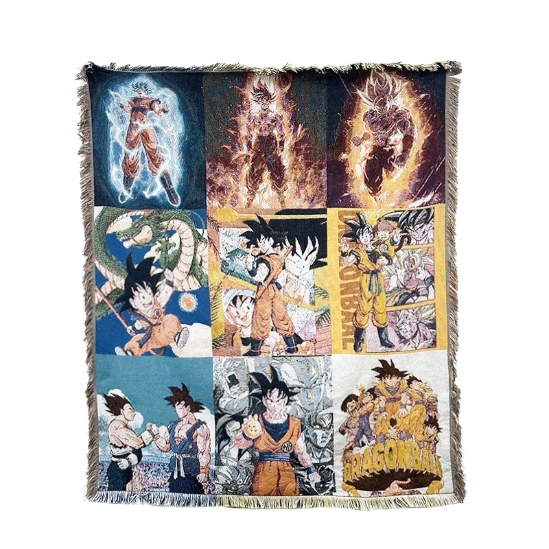 MOQ 1pc Anime tapestry woven  Throw Blanket Custom dragon z ball custom Tapestry blanket
