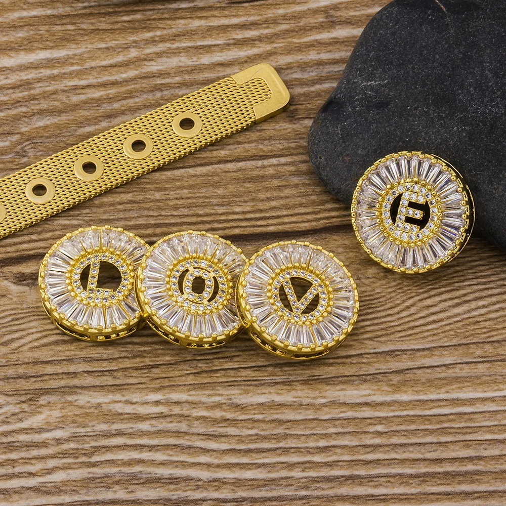 Classic Stainless Steel Watch Belt Bracelet Micro Pave CZ Crystal 26 Letters Name Bracelets Best Party Wedding Jewelry Gift