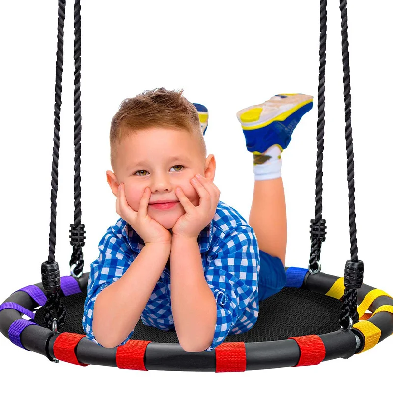 Wholesale Durable Outdoor Garden Round Platform Kids Fabric Ufo Ribbon Jumping Cloth Round Swing