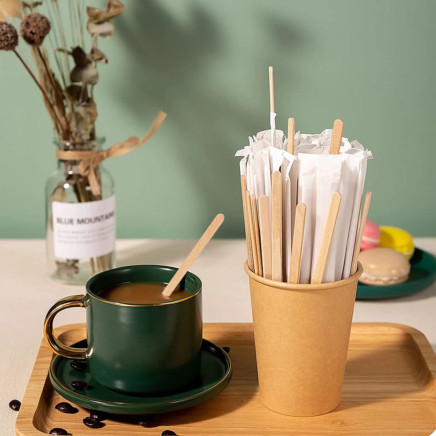 wooden bee toothpick holder