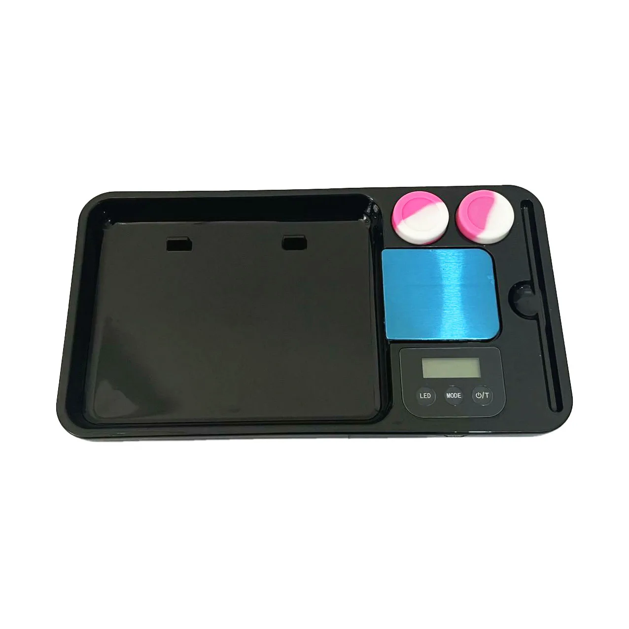 JUJI Wholesale Factory wholesales Custom LOGO 5 in 1 Serve Tray Multifunctional Design Led Rollings Tray With Jar and Scale