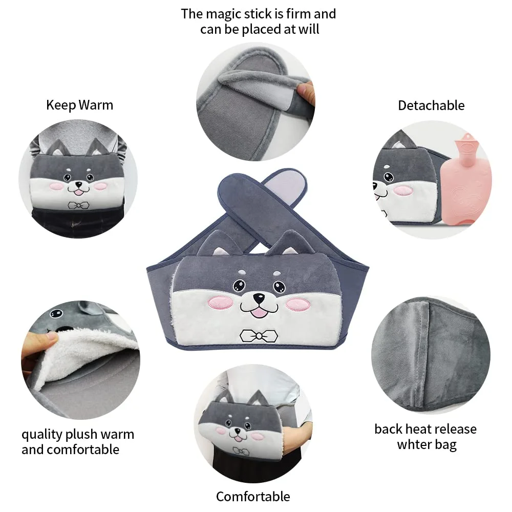 Hot water bottle Hand warmer with waist belt 1L BS rubber hot water bag for pain relief/ health care/Menstrual period
