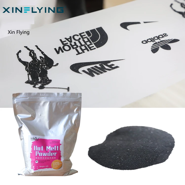 XinFlying hot melt powder for heat transfer printing adhesive white/black textile hot melt powder 1kg delivery from USA