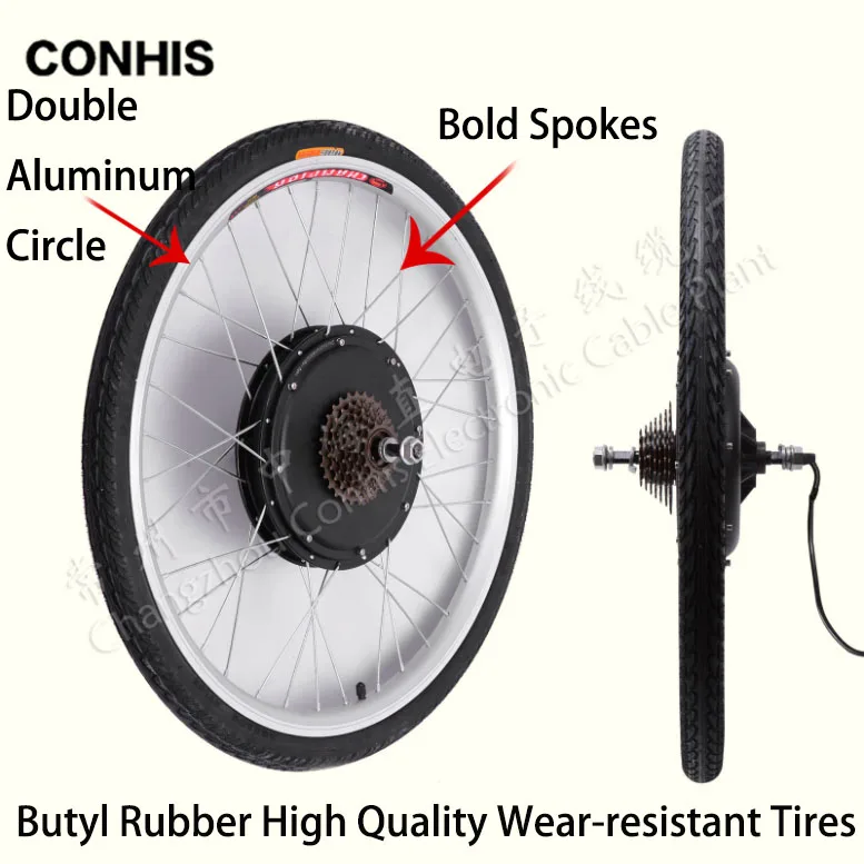 
48V 1000W CE Aluminum alloy black bicycle motor kit electric bicycle kit adult 26 inch front wheel 