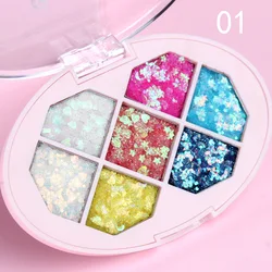 7 Color Private Label Eye shadow OEM Rainbow Color Aloe Vera Gel Cream Glitter Makeup Beginner Palette Shimmer Eye Shadow
