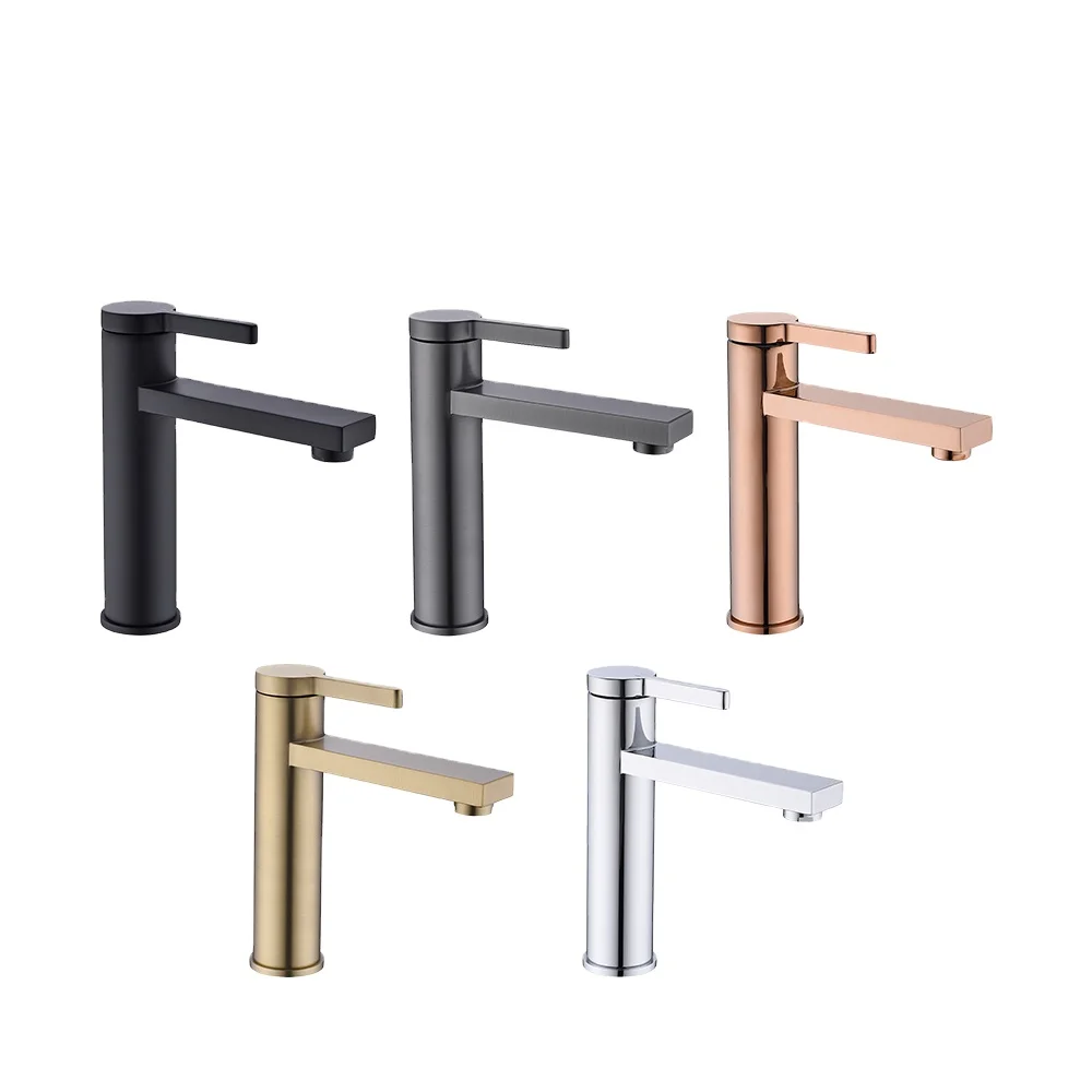 Matt black Basin Faucet Hot And Cold Water Mixer Sink Tap Bathroom Single Handle Deck Mounted Faucet Made Of Brass Crane