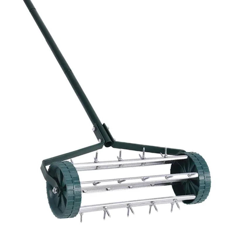 Lawn Aeration Home Grass Steel Handle Rolling Lawn Aerator Heavy Duty Spike Soil Aeration  for Lawn Garden Yard