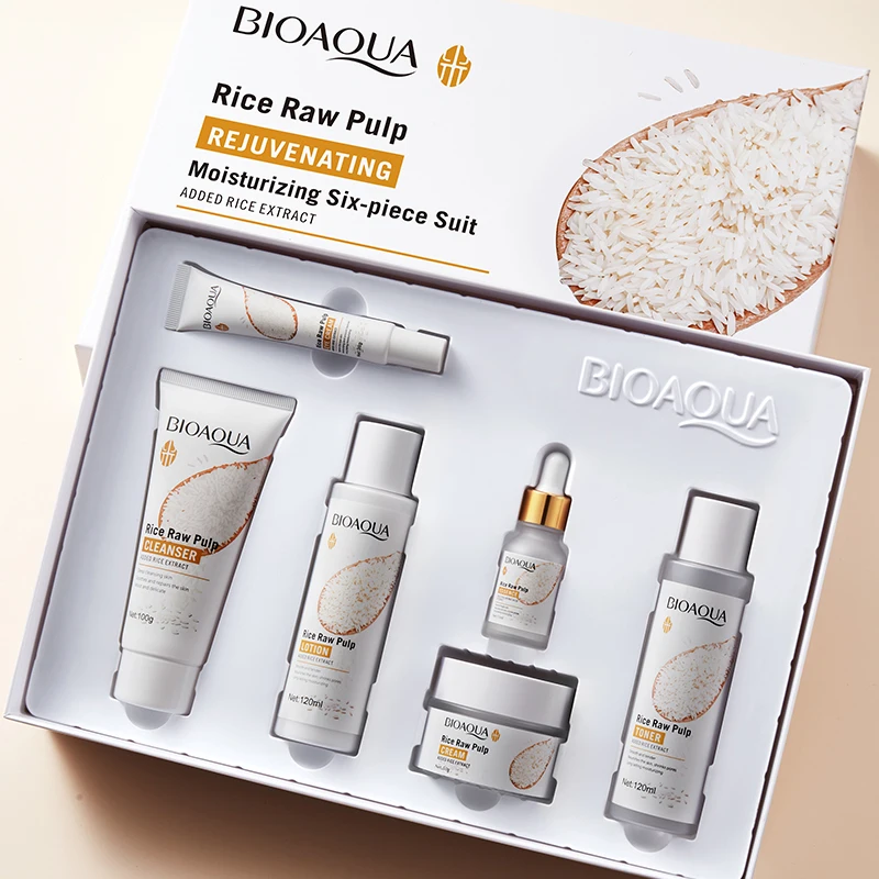 BIOAQUA OEM ODM органические наборы для ухода за кожей рисовая эссенция гладкой кожи подарок красоты Увлажняющий набор лица