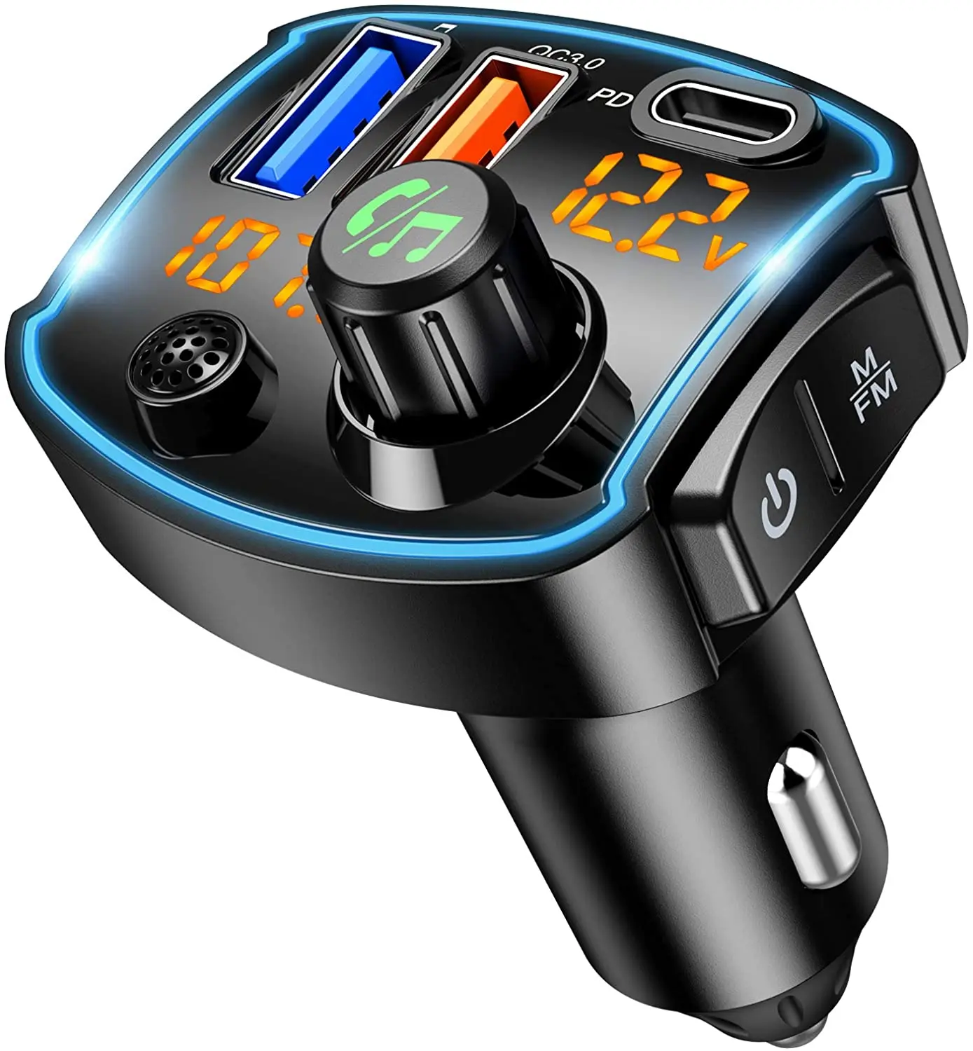  QC3.0 Type-C PD 18 Вт USB быстрое зарядное устройство для автомобилей светодиодный беспроводной fm-радио адаптер V5.0 Bluetooth fm-передатчик
