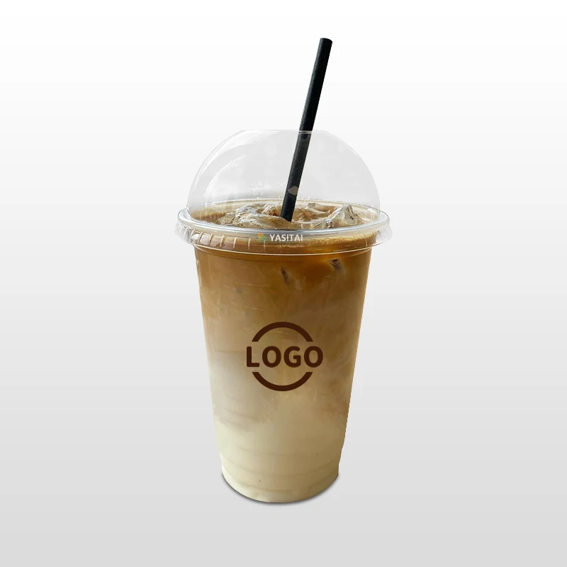 Custom Printing Logo Cold Drink Boba Tea Disposable Clear PET Cup Takeaway 12oz 16oz 20oz 24oz  Plastic Cups With Lids