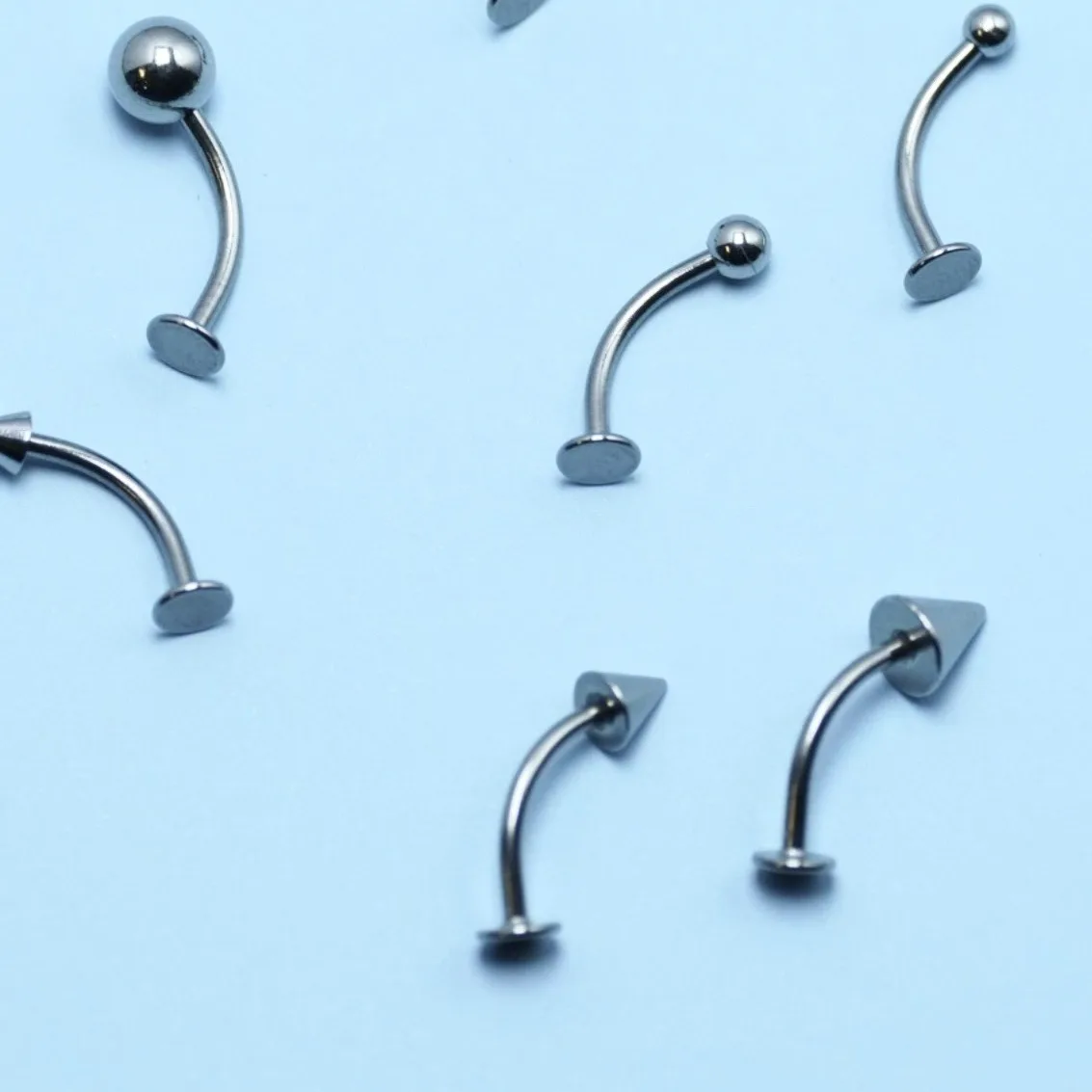 G23 Titanium Flat Back Eyebrow Piercing  Internally Thread Spike Eyebrow Piercing Jewelry