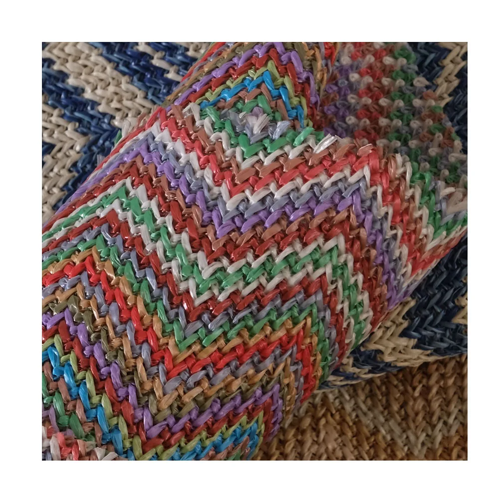 2024 Popular PP Straw Woven upholstery fabric Multicolored wavy stripes textile For Outdoor Cushions pp fabric textile suppliers