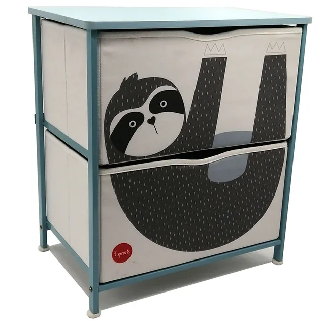 Home 2 Drawers With Wood Top Storage Bedside Table  Easy to Install  Sundries Clothing Organizer 2  Fabric drawer unit