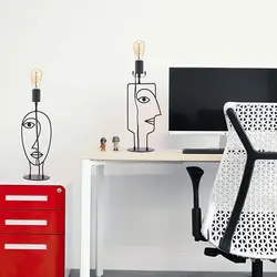human face art table lamp