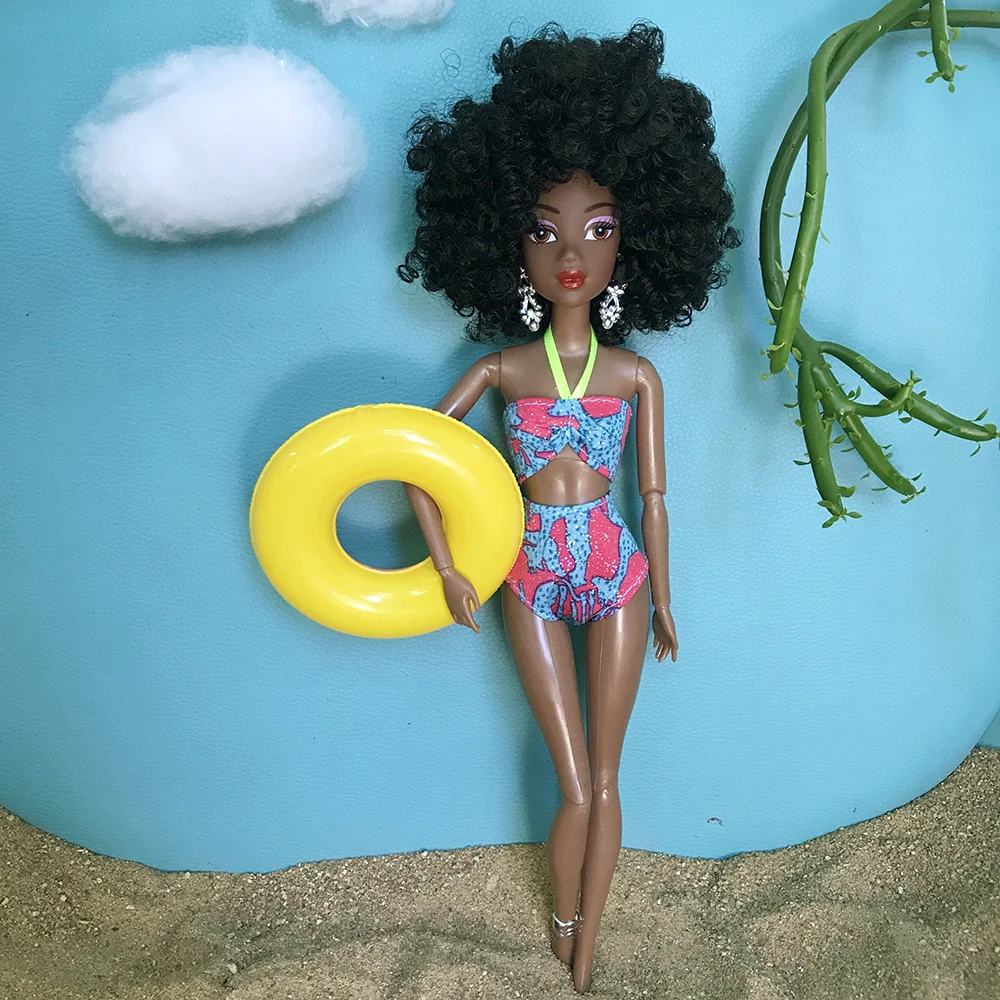 30cm Ball Jointed Black Doll with Brown Skin BJD Doll 1/6 Toy for Girls Kids