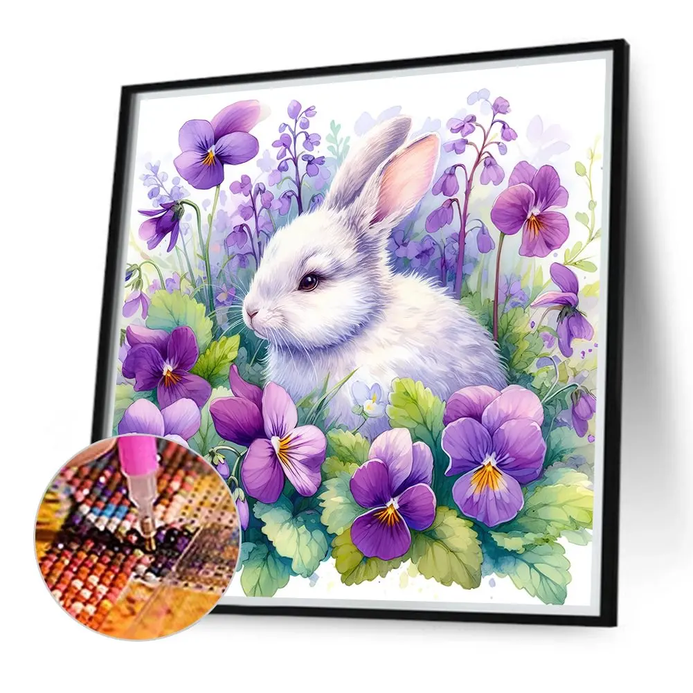 Алмазная живопись кролик 40x40 см