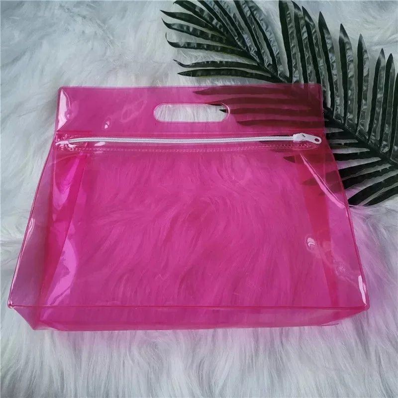 Travel Transparent PVC Toilet Cosmetic Bag Clear Make up Pouch with Zipper With Custom Logo