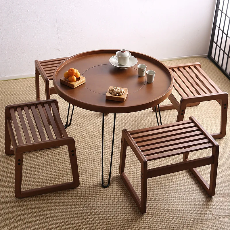 2024 New Solid Wood Coffee Tables Living Room Home Small Apartment Simple Modern solid wood Coffee Table Round Coffee Table