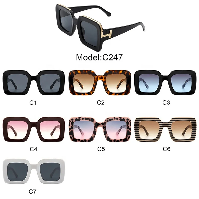 Newest Fashion Oversized Frame Sunglasses For Women Ladies Animal Print Plastic Vintage Big Square Glasses 404